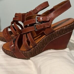 Naya Leather Buckle Wedge Platforms